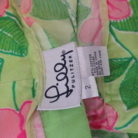 Vintage Lilly Pulitzer Pants Floral Pink Green - Picture 8 of 14